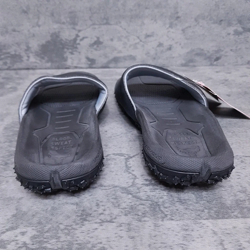 UNDER‎ ARMOUR Project Rock Slides Mens 7 Womens 8.5 Black 3023762-001